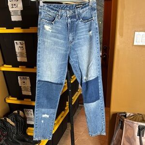 Blank NYC Distressed Denim with Blue Patchwork Jeans Size 27